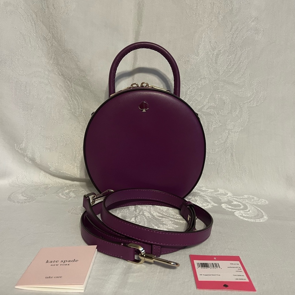 Kate Spade perfectpan andi canteen shaped leather handbag in rich plum